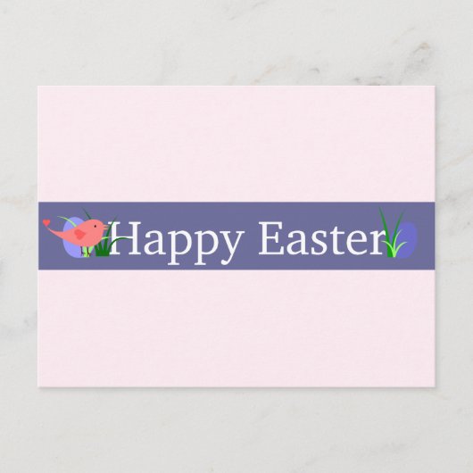 Happy Easter Paarse Banner Feestdagenkaart (Voorkant)