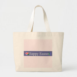 Happy Easter Paarse Banner Grote Tote Bag