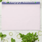 Happy Easter Paarse Banner Keuken Handdoek (Gevouwen)