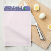 Happy Easter Paarse Banner Keuken Handdoek (Quarter Fold)