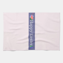 Happy Easter Paarse Banner Keuken Handdoek
