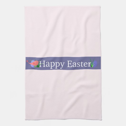 Happy Easter Paarse Banner Keuken Handdoek (Verticaal)