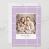 Happy Easter Paarse Familiefoto Kaart (Voorkant)