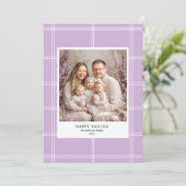Happy Easter Paarse Familiefoto Kaart (Staand voorkant)