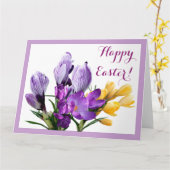 Happy Easter paarse gele krokus  bloemig Kaart (Gele Bloem)