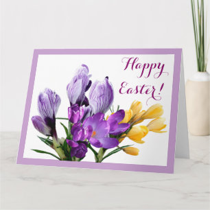 Happy Easter paarse gele krokus bloemig Kaart