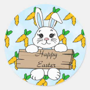 Happy Easter, paasbunny-Sticker Ronde Sticker