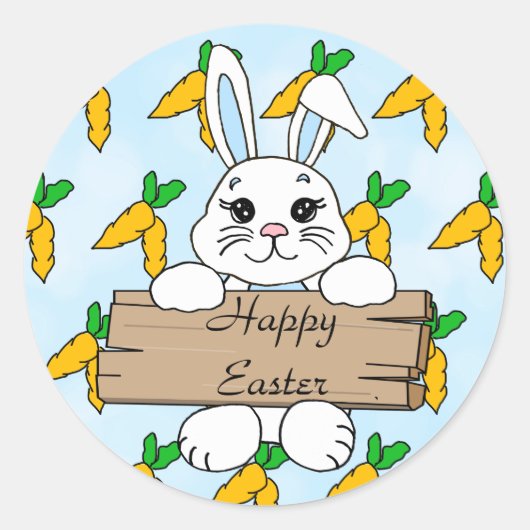 Happy Easter, paasbunny-Sticker Ronde Sticker (Voorkant)