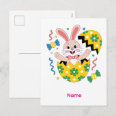 Happy Easter Party Bunny Popping Out  Feestdagenkaart (Voorkant / Achterkant)