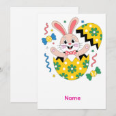 Happy Easter Party Bunny Popping Out  Kaart (Voorkant / Achterkant)