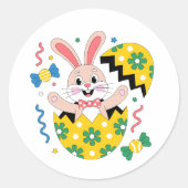 Happy Easter Party Bunny Popping Out  Ronde Sticker (Voorkant)