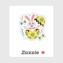 Happy Easter Party Bunny Popping Out  Sticker