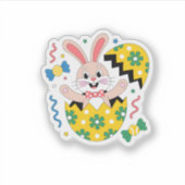 Happy Easter Party Bunny Popping Out  Sticker (Voorkant)