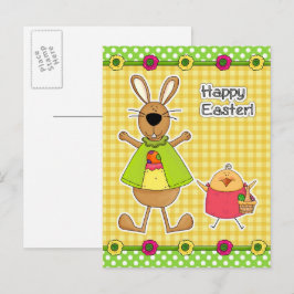 Happy Easter.Pasen Bunny en Chick Briefkaarten
