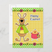 Happy Easter.Pasen Bunny en Chick Briefkaarten (Voorkant / Achterkant)