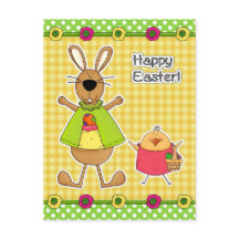 Happy Easter.Pasen Bunny en Chick Briefkaarten