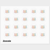 Happy Easter Pastel Bunnies Custom Text  Ronde Sticker (Vel)