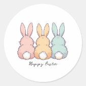 Happy Easter Pastel Bunnies Custom Text  Ronde Sticker (Voorkant)
