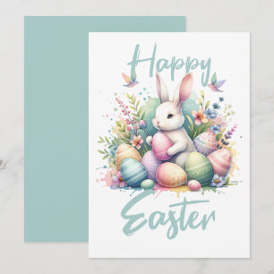 Happy Easter pastel Easter Bunny Egg waterverf Feestdagenkaart