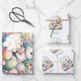 Happy Easter pastel Easter Bunny Egg waterverf Inpakpapier Vel