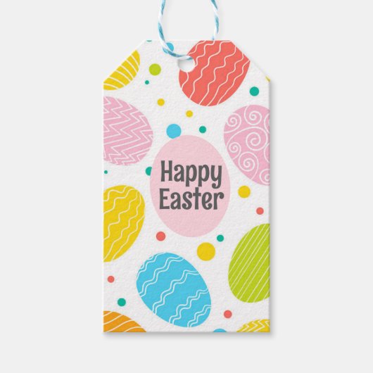 HAPPY EASTER Pastel Easter Eggs Schattige Cadeaulabel (Voorkant)