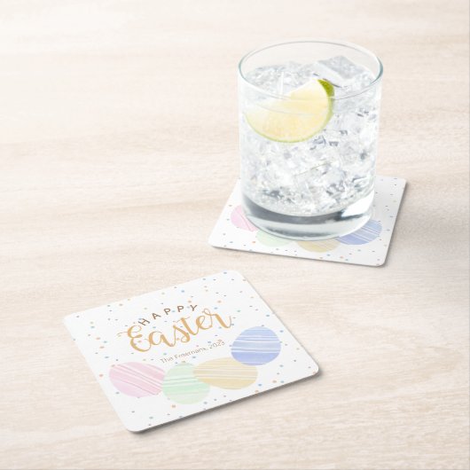 Happy Easter Pastel Eggs Onderzetter – Custom Squa (Insitu)