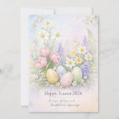 Happy Easter Pastel Floral Card Spring Botanical  Feestdagenkaart (Voorkant)