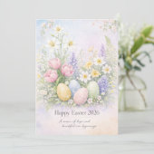 Happy Easter Pastel Floral Card Spring Botanical  Feestdagenkaart (Staand voorkant)