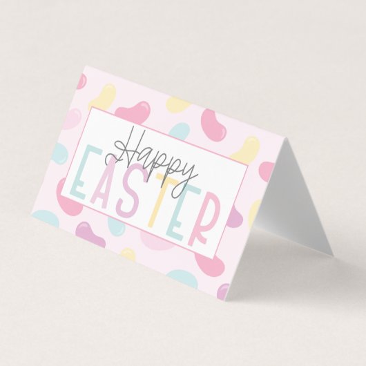 Happy Easter Pastel Jelly Beans Tas Topper Visitekaartje (Voorkant)