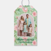 Happy Easter Pastel Roze & Groene Bloemen Gift Lab Cadeaulabel (Voorkant)