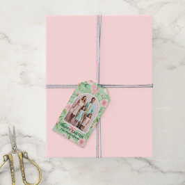 Happy Easter Pastel Roze & Groene Bloemen Gift Lab Cadeaulabel