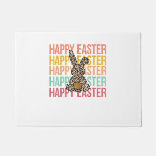 Happy Easter Pastel Spring Leopard Bunny Rabbit Wo Deurmat