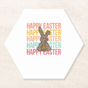 Happy Easter Pastel Spring Leopard Bunny Rabbit Wo Kartonnen Onderzetters