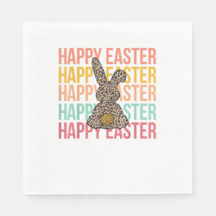 Happy Easter Pastel Spring Leopard Bunny Rabbit Wo Servet