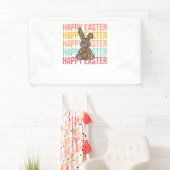 Happy Easter Pastel Spring Leopard Bunny Rabbit Wo Spandoek (Insitu)