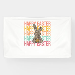 Happy Easter Pastel Spring Leopard Bunny Rabbit Wo Spandoek