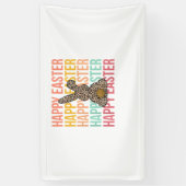 Happy Easter Pastel Spring Leopard Bunny Rabbit Wo Spandoek (Verticaal)