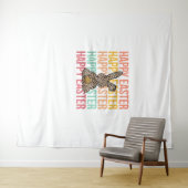 Happy Easter Pastel Spring Leopard Bunny Rabbit Wo Wandkleed (In Situ (horizontaal))