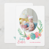 Happy Easter Pastels Foto Flat Kaart (Voorkant / Achterkant)