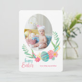 Happy Easter Pastels Foto Flat Kaart (Staand voorkant)