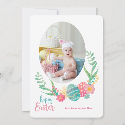 Happy Easter Pastels Foto Flat Kaart (Voorkant)