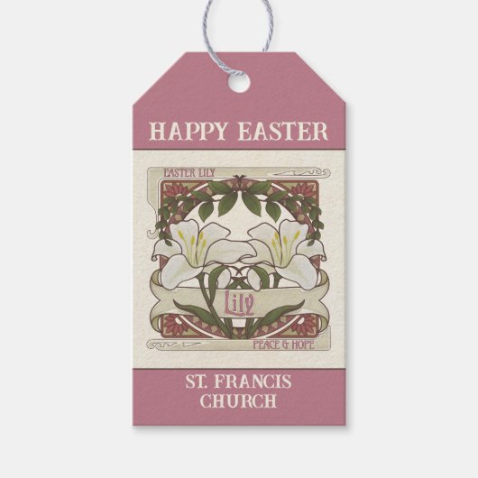 Happy Easter: Peace & Hope  Lily Church Cadeaulabel (Voorkant)