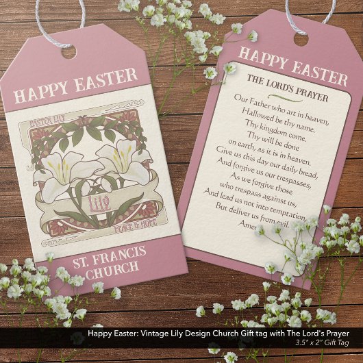 Happy Easter: Peace &  Lily Church Cadeaulabel
