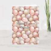 Happy Easter Peach Pink Eggs   Kaart (Voorkant)