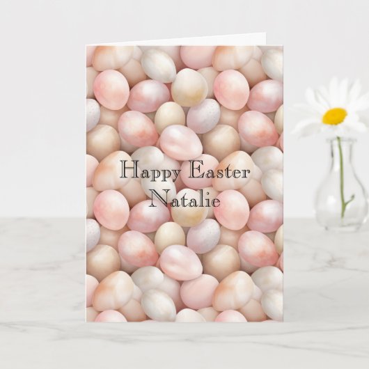 Happy Easter Peach Pink Eggs   Kaart (Kleine Plant)