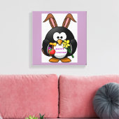 "HAPPY EASTER" PENGUIN BUNNY CANVAS AFDRUK (Insitu (Woonkamer))