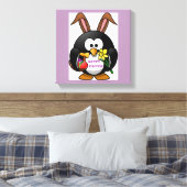 "HAPPY EASTER" PENGUIN BUNNY CANVAS AFDRUK (Insitu (Slaapkamer))