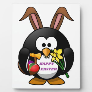 "HAPPY EASTER" PENGUIN BUNNY FOTOPLAAT