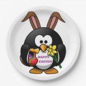 "HAPPY EASTER" PENGUIN BUNNY PAPIEREN BORDJE (Voorkant)