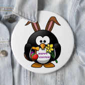 "HAPPY EASTER" PENGUIN BUNNY RONDE BUTTON 6,0 CM (In situ)
